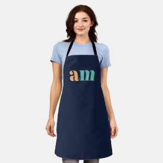 Tablier Design monogramme élégant et turquoise