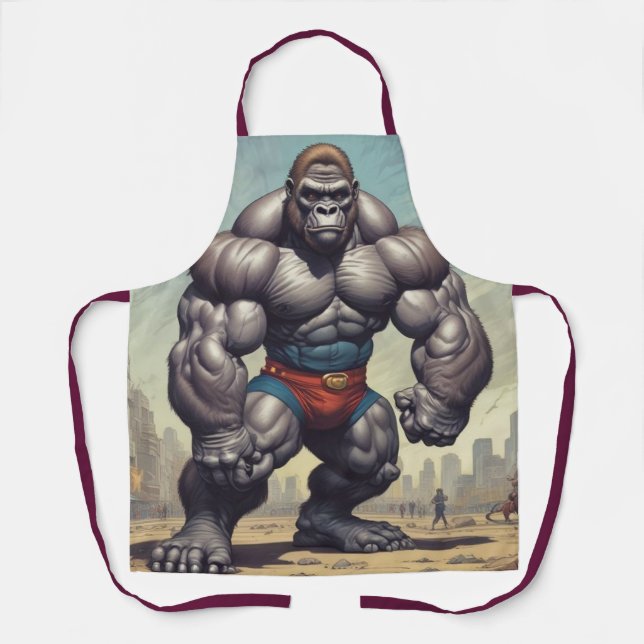 Tablier Dessin d'art pop de Gorilla Bodybuilder (Recto)