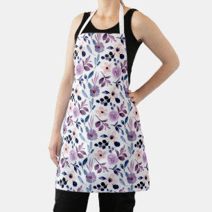 Tablier Dessin floral délicat avec feuilles de lavande mar