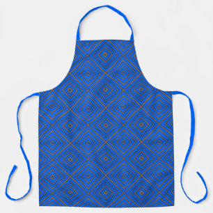 Tablier Dessin hypnotique diamant bleu et orange Art Pop M
