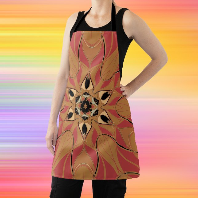 Tablier Dessin Mandala Fleur orange et rose (Créateur téléchargé)