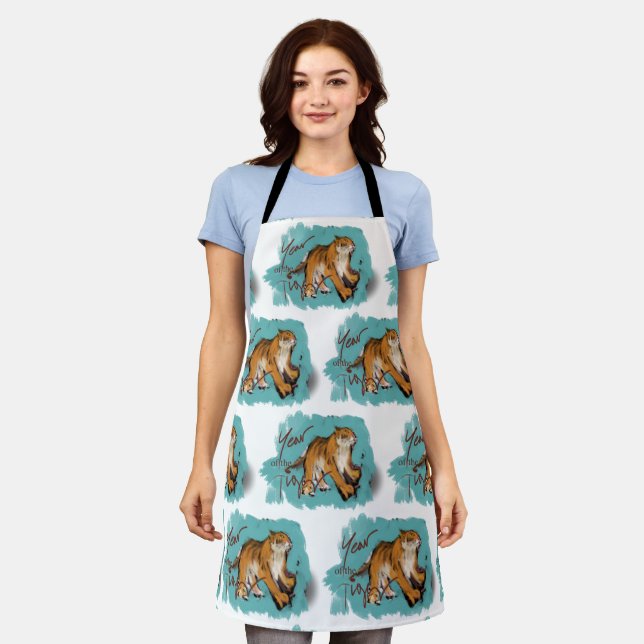 Tablier Dessin original Tiger Nouvel An chinois AoA4 (Porté)