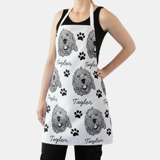 Tablier Dessin personnalisé Goldendoodle Chien (Insitu)