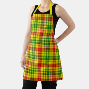 Tablier Dessin Tartan à Carreaux Jaune Rouge Vert 