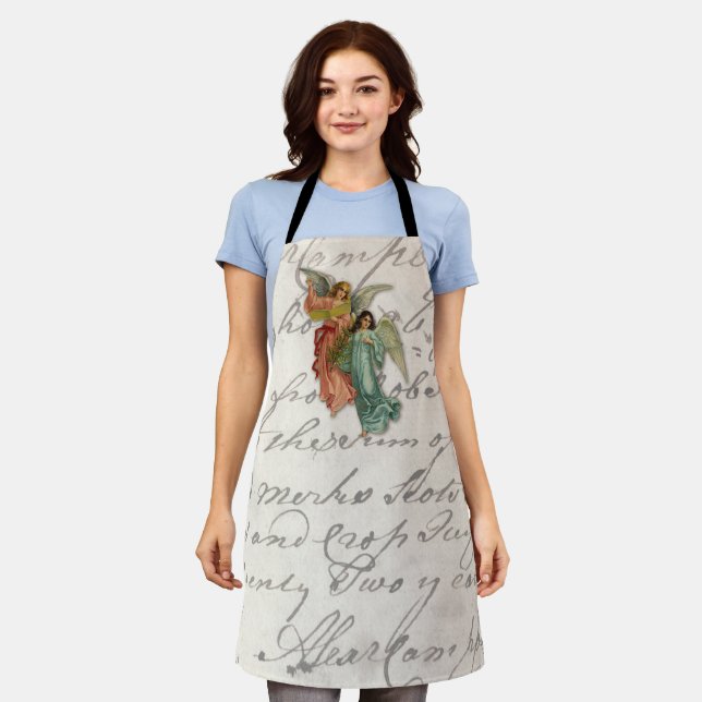 Tablier Deux anges de Noël - Décalage victorien Religieux (Porté)