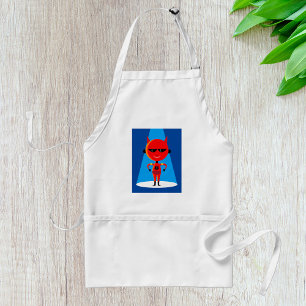 Tablier Devil Superhero caractère gras rouge et bleu