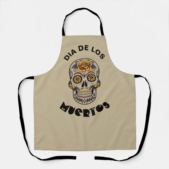 Tablier Dia de los Muertos Halloween T-shirt crâne (Recto)