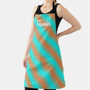 Tablier Diagonal orange et bleu stripes