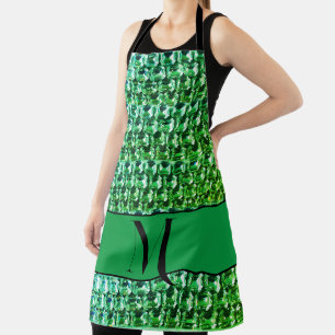 Tablier Diamants verts, pierres gemmes vertes motif de bij