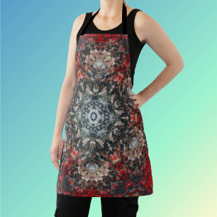 Tablier Digital Mandala rouge et blanc