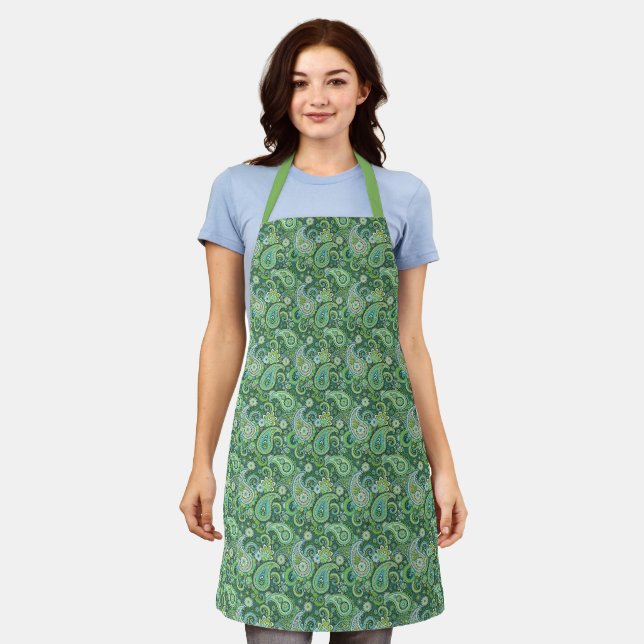 Tablier d'impression Green Paisley (Porté)