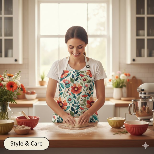 Tablier d'impression tout-en-un Floral pour cuisin (AI Floral All-Over Print Apron for Creative Cooks)