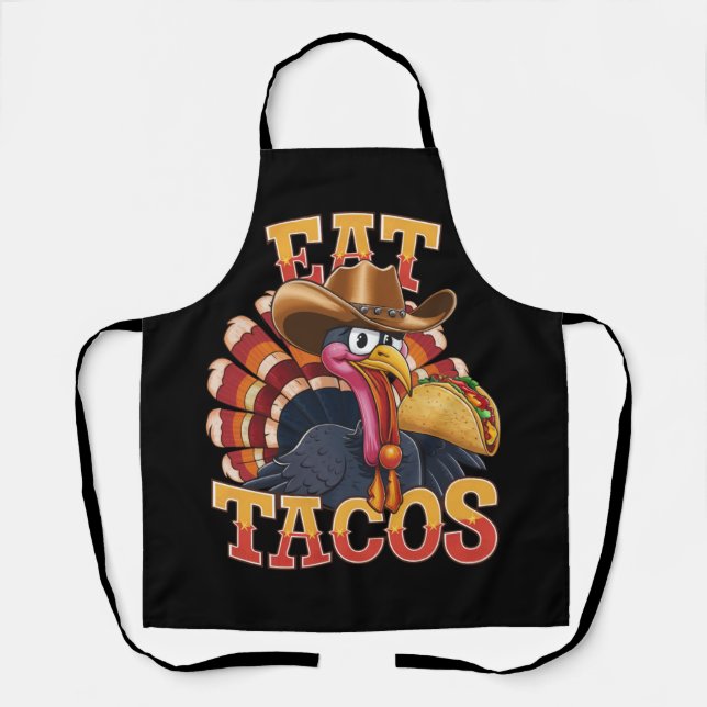 Tablier Dinde de Thanksgiving Manger des Tacos  Drôle Mexi (Recto)