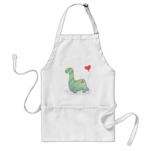 Tablier Dinosaure vert mignon avec I Love You Heart Balloo