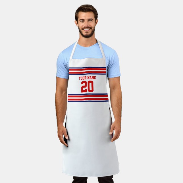 Tablier do-it-yourself Team Jersey Stripes White Navy Roug (Porté)