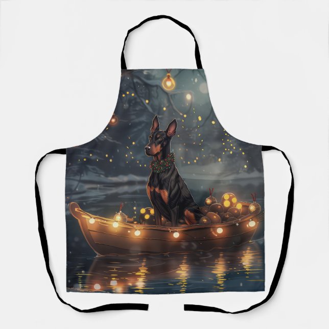 Tablier Doberman Christmas Festive Voyage (Recto)