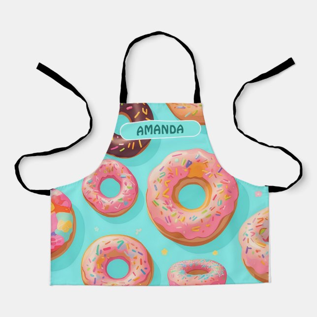 Tablier Donut Rainbow coloré Motif personnalisé (Recto)