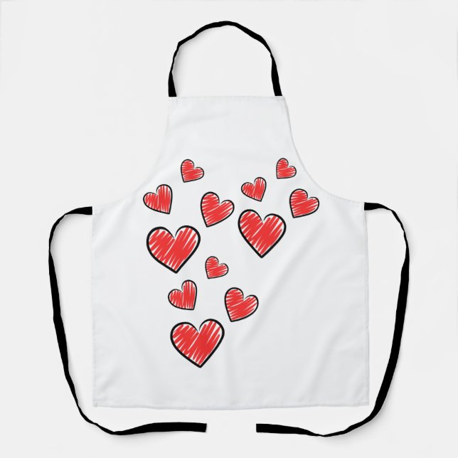 Tablier Doodles de coeur : Icônes de coeur de charme pour  (Recto)