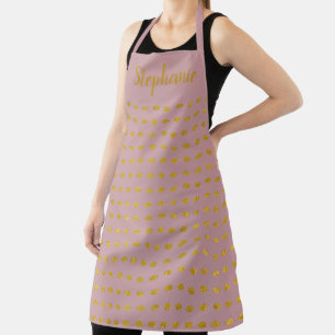 Tablier D'Or Personnalisé Rose Et Dots
