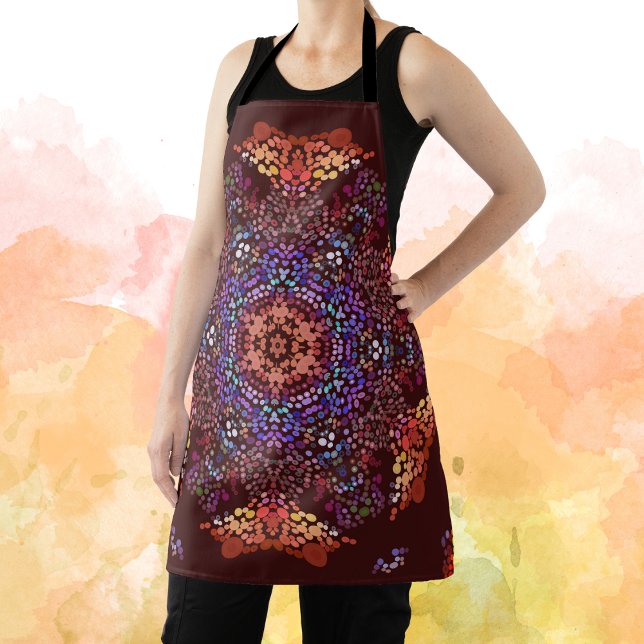 Tablier Dot Mandala Bleu orange et violet (Créateur téléchargé)