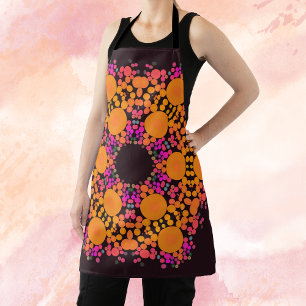 Tablier Dot Mandala Fleur orange et rose
