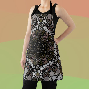 Tablier Dot Mandala Flower Brown et blanc