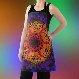 Tablier Dot Mandala Flower jaune violet et bleu