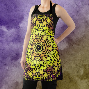 Tablier Dot Mandala Flower Jaune violet et noir