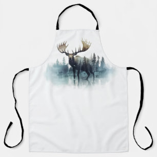 Tablier Double exposition de l'orignal devant une forêt