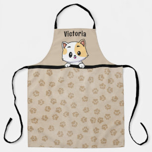 Tablier Douce Kitty Chat avec nom et empreintes de pattes