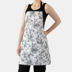 Tablier Doux Lapins Noir Toile de Jouy Française
