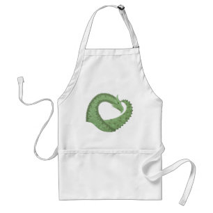 Tablier Dragon de coeur vert olive blanc