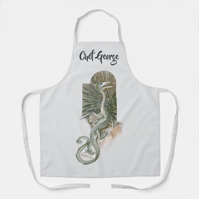 Tablier Dragon mythique Lézard sur les rochers, Mythologie (Recto)