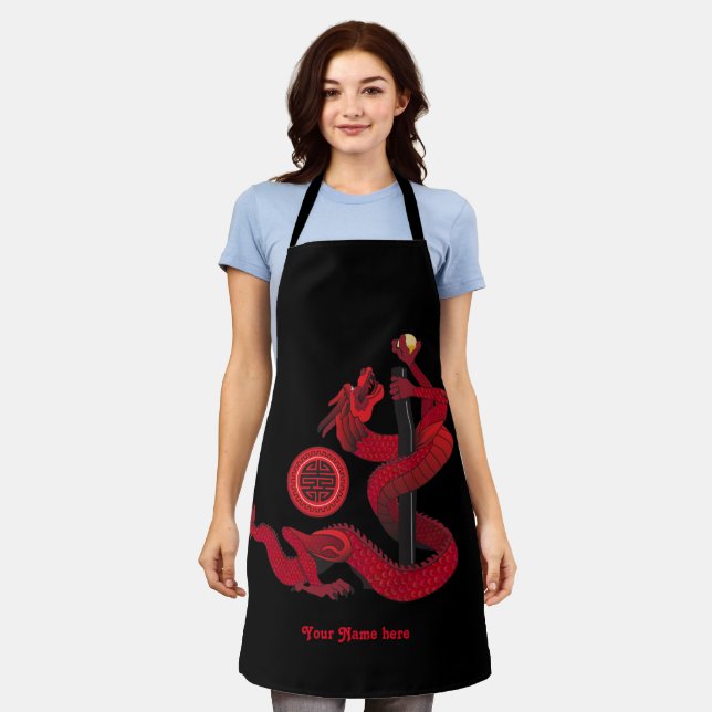Tablier Dragon rouge (Porté)