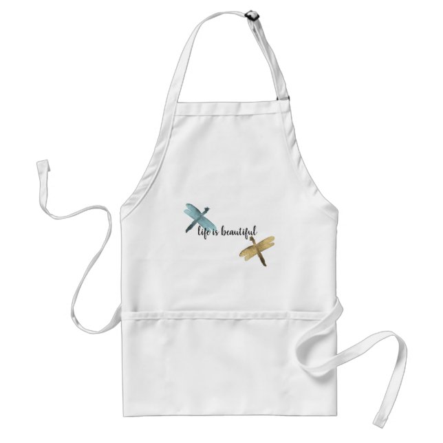 Tablier Dragonflies d'aquarelle Gold Aqua (Devant)