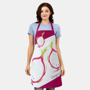 Tablier Dragonfruit rose Blancs Caricature au sourire