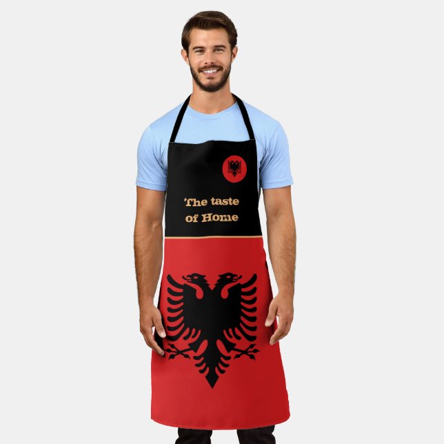 Tablier Drapeau albanais et maison, Albanie/Cuisine Ap (Porté)
