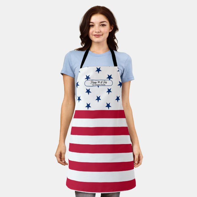 Tablier Drapeau américain patriotique Joyeux 4 juillet Nom (Porté)