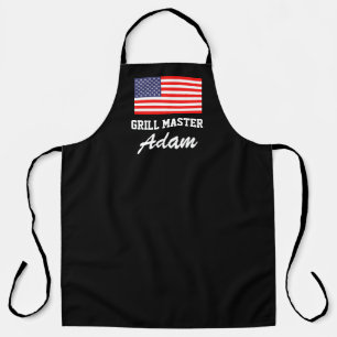 Tablier Drapeau américain patriotique noir grill maître 
