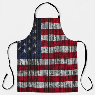 Tablier Drapeau américain peint sur la clôture arrière - p