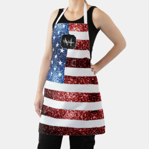 Tablier Drapeau américain rouge bleu étincelles parties sc