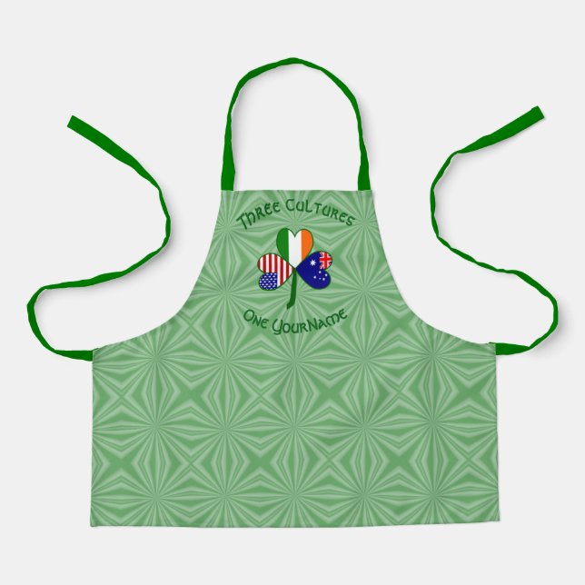 Tablier Drapeau australien irlandais Shamrock américain Pe (Recto)