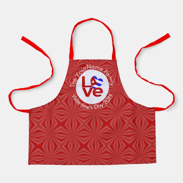 Tablier Drapeau d'AMOUR rouge cubain personnalisé (Recto)