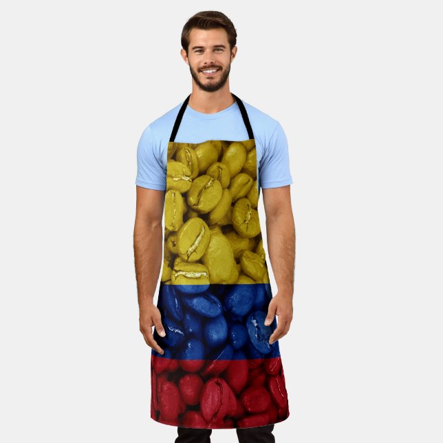 Tablier Drapeau de Colombie avec café (Porté)