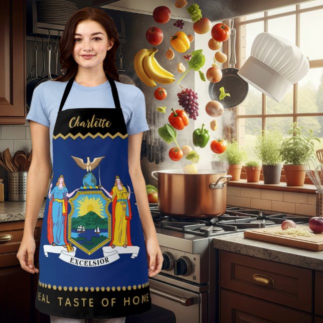 Tablier Drapeau des chefs de New York Apron, États-Unis, N (New York Chefs Apron / patriotic, name)