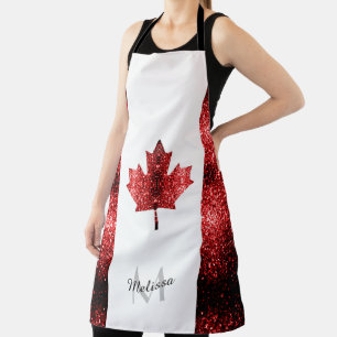 Tablier Drapeau du Canada rouge étincelles Monogram
