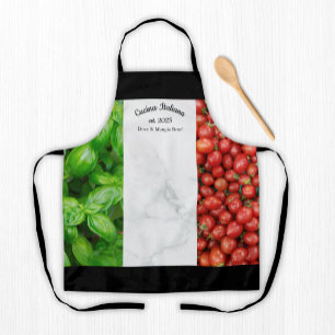 Tablier Drapeau italien de basilic, marbre et tomates