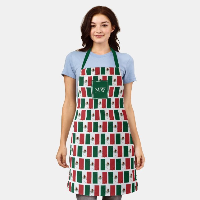 Tablier DRAPEAU MEXIQUE | Monogramme | MEXICAIN (Porté)