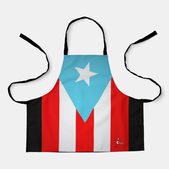 Tablier Drapeau Porto Rico sur toute l'impression petit ta (Recto)