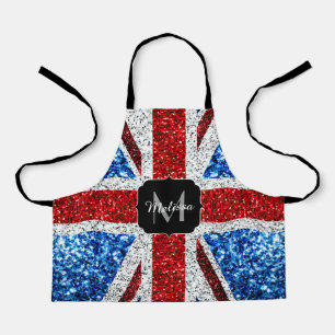 Tablier Drapeau rouge bleu blanc brillant parties scintill